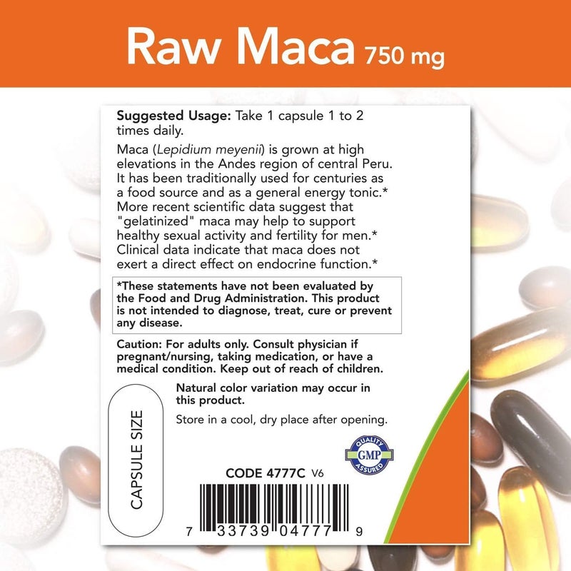Now Foods Raw Maca 750 Mg 90 Veg Capsules - Image 5