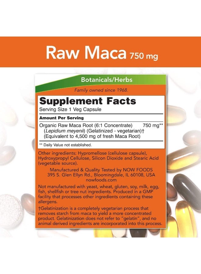 Now Foods Raw Maca 750 Mg 90 Veg Capsules - Image 4
