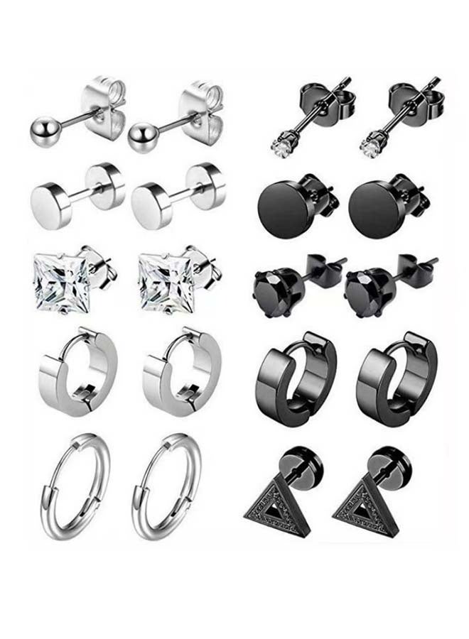 10 أزواج من أقراط الزركون المصنوعة من الفولاذ المقاوم للصدأ، مناسبة للبشرة الحساسة، طقم أقراط، مناسب للأولاد والبنات والمراهقين، ويمكن استخدامها كإكسسوارات لثقب الأذن. - Image 1