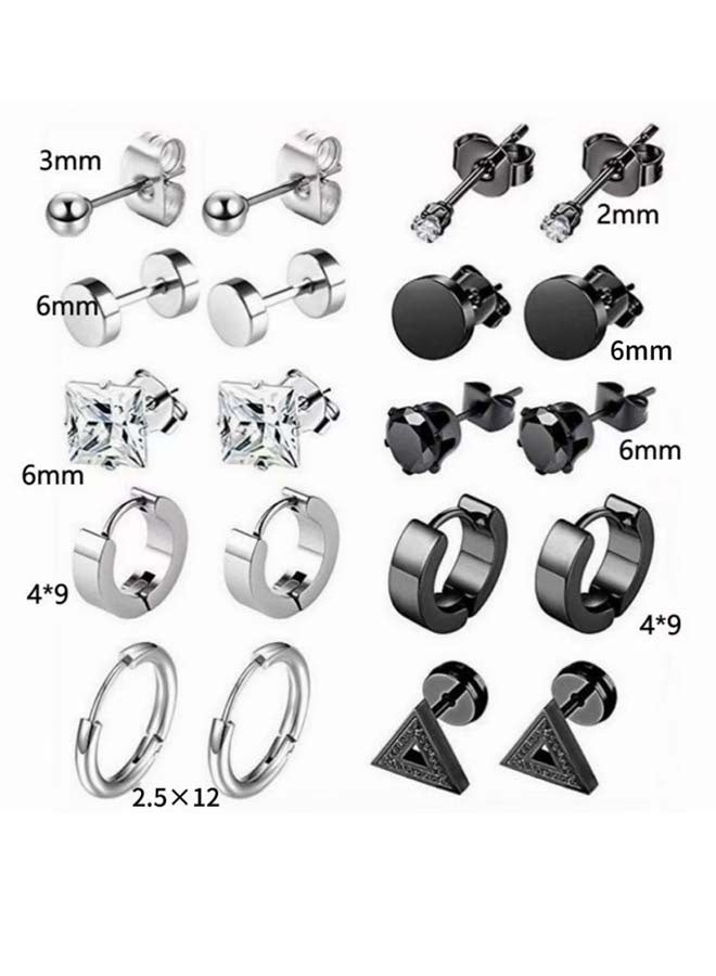 10 أزواج من أقراط الزركون المصنوعة من الفولاذ المقاوم للصدأ، مناسبة للبشرة الحساسة، طقم أقراط، مناسب للأولاد والبنات والمراهقين، ويمكن استخدامها كإكسسوارات لثقب الأذن. - Image 2