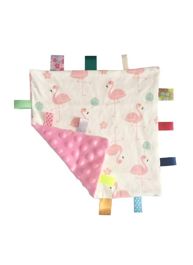 G-Tree G-Tree Pink Baby Tag Comforter Taggy Blanket, Security Blanket with Multi-Coloured Tag, Taggy Plush Comforter - Pale Pink Textured Underside  - Image 1