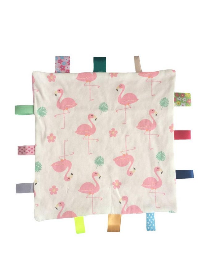 G-Tree G-Tree Pink Baby Tag Comforter Taggy Blanket, Security Blanket with Multi-Coloured Tag, Taggy Plush Comforter - Pale Pink Textured Underside  - Image 2