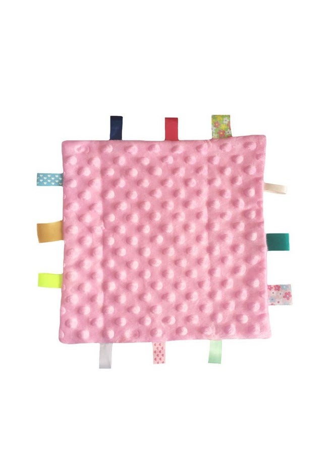 G-Tree G-Tree Pink Baby Tag Comforter Taggy Blanket, Security Blanket with Multi-Coloured Tag, Taggy Plush Comforter - Pale Pink Textured Underside  - Image 3