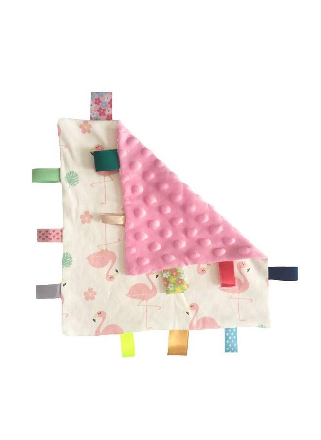 G-Tree G-Tree Pink Baby Tag Comforter Taggy Blanket, Security Blanket with Multi-Coloured Tag, Taggy Plush Comforter - Pale Pink Textured Underside  - Image 5