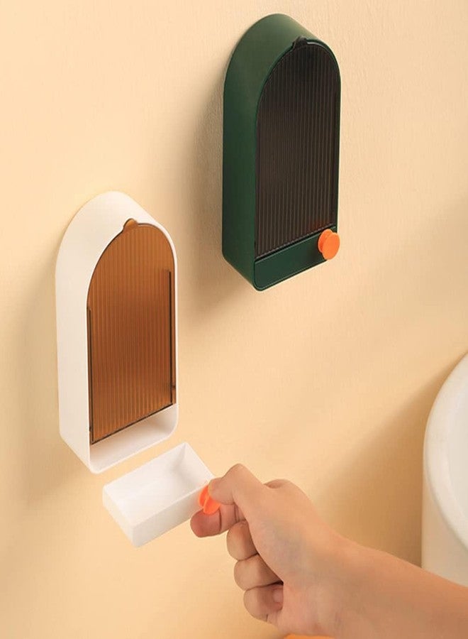 Copelle Pack of 2 Premium Plastic Creative Wall Mounted Bathroom Soap Box Holder Soap Dish with Drainage Box Soap Box with Lid Single - Image 2