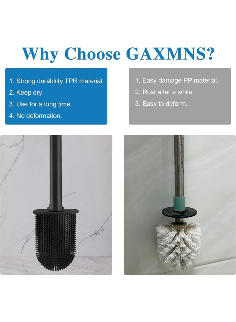 SYOSI Silicone Toilet Brush, Bendable Wall-Mounted Toilet Bowl Cleaner, Flexible Bristles for Efficient Cleaning, Long Handle No Rust, Hygienic Bathroom Accessory for Home and Office, Black - Image 4