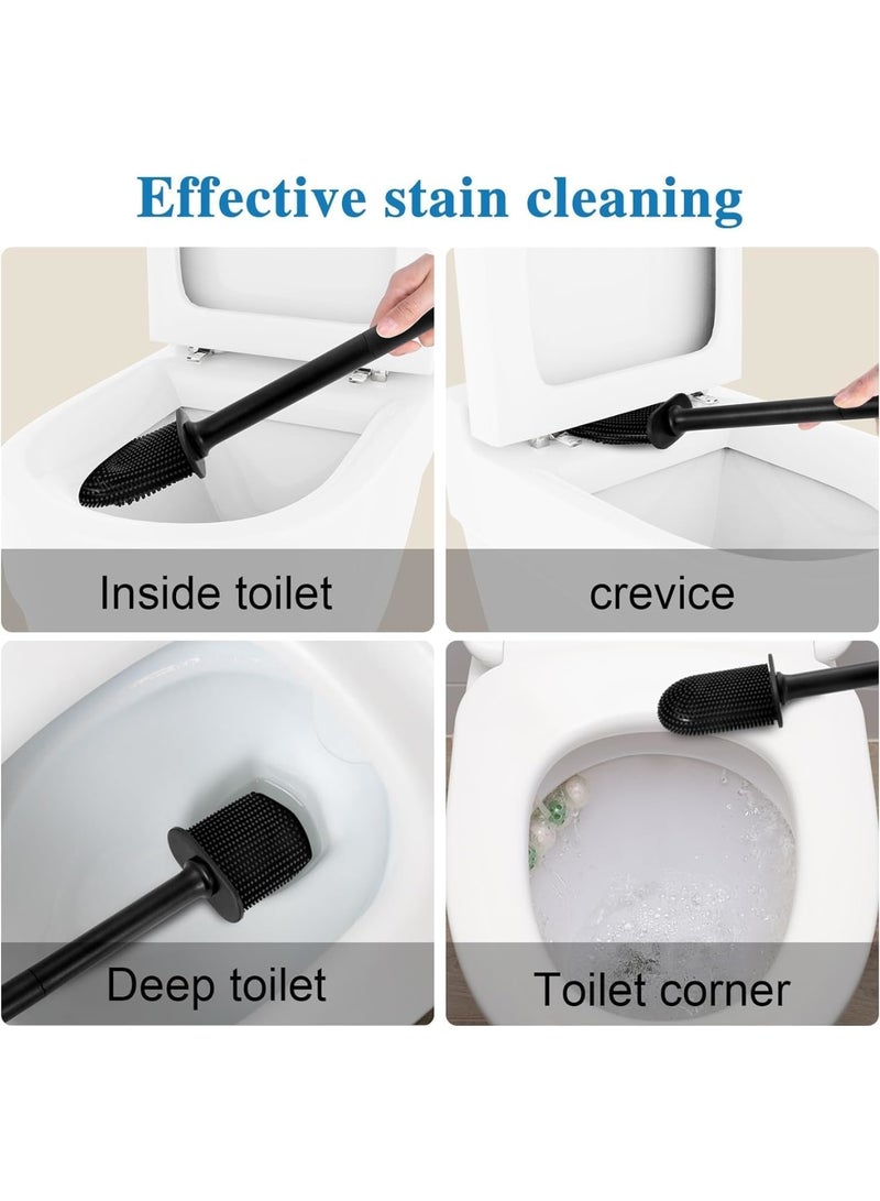 SYOSI Silicone Toilet Brush, Bendable Wall-Mounted Toilet Bowl Cleaner, Flexible Bristles for Efficient Cleaning, Long Handle No Rust, Hygienic Bathroom Accessory for Home and Office, Black - Image 2