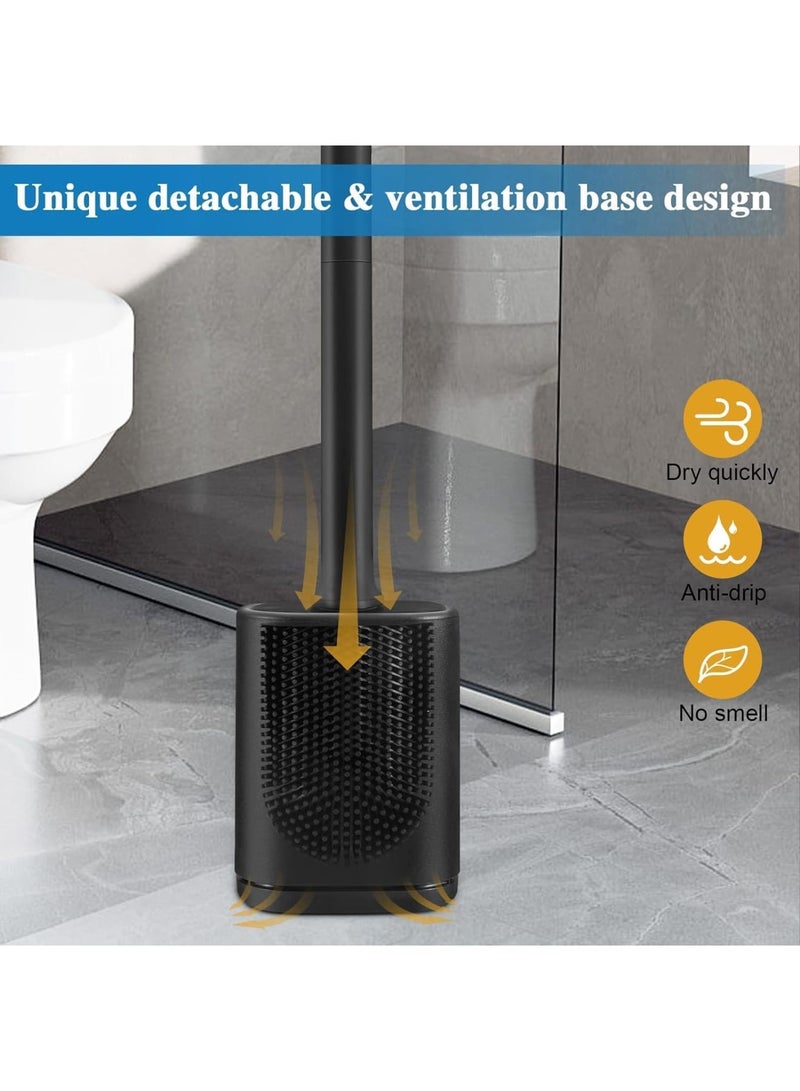 SYOSI Silicone Toilet Brush, Bendable Wall-Mounted Toilet Bowl Cleaner, Flexible Bristles for Efficient Cleaning, Long Handle No Rust, Hygienic Bathroom Accessory for Home and Office, Black - Image 5