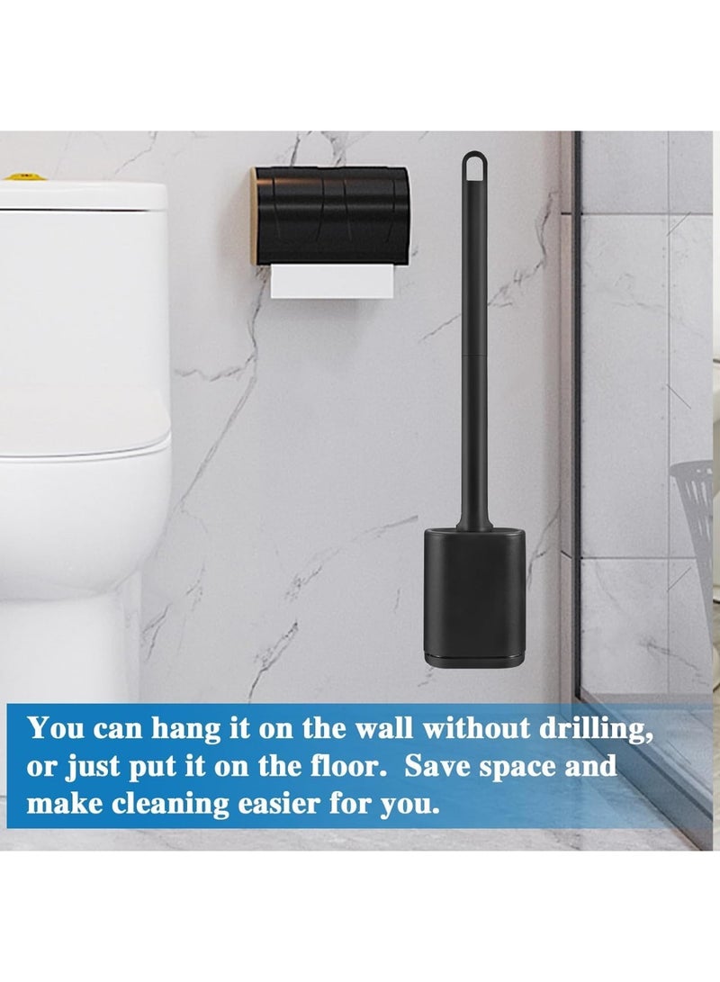 SYOSI Silicone Toilet Brush, Bendable Wall-Mounted Toilet Bowl Cleaner, Flexible Bristles for Efficient Cleaning, Long Handle No Rust, Hygienic Bathroom Accessory for Home and Office, Black - Image 3