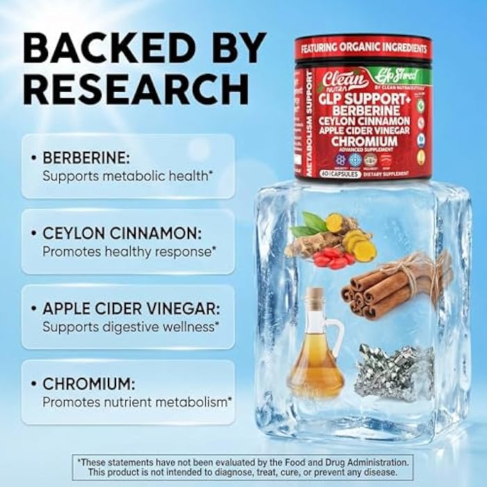 Clean Nutraceuticals GLP1 Supplement Berberine Ceylon Cinnamon Apple Cider Vinegar Chromium Turmeric Gut Health Digestive Balance 60 Vegan Capsules by Clean Nutra - Image 3
