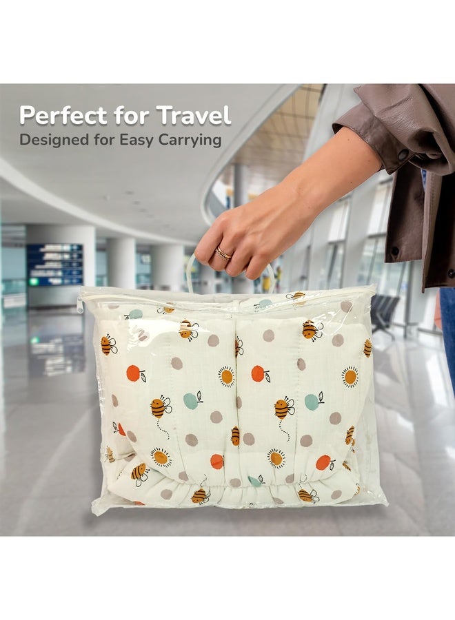 R for Rabbit طقم سرير كيس نوم بيبي سنوغي بليس | عش حمل من قطن موسلين 100% فاخر للمواليد الجدد والأطفال الرضع | مناسب للسفر للبنات والأولاد من 0-6 أشهر (عسل أبيض) - Image 4