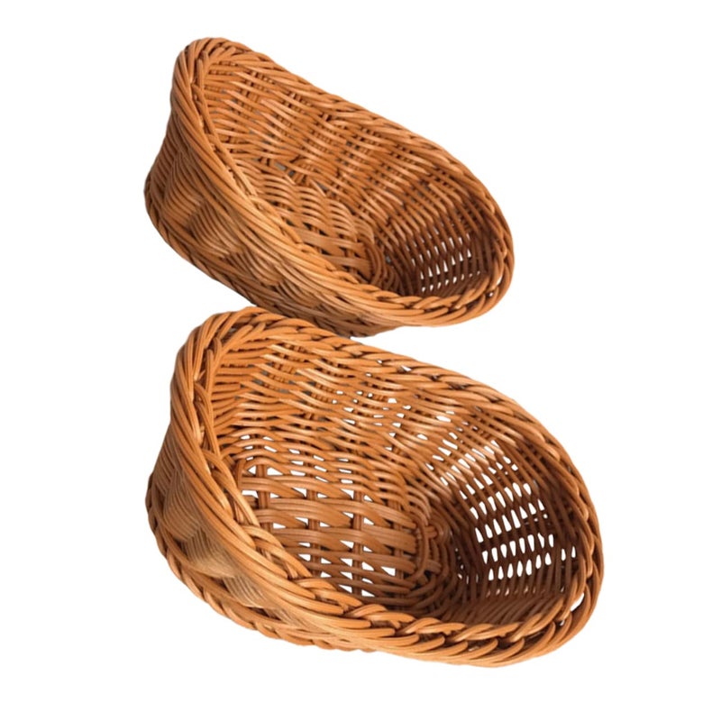 Woven Storage Baskets Set Of 2 Plastic Kitchen Container 28X19X9 5CM For Fruits Vegetables Bread - Image 2