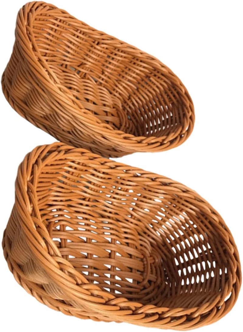 Woven Storage Baskets Set Of 2 Plastic Kitchen Container 28X19X9 5CM For Fruits Vegetables Bread - Image 1