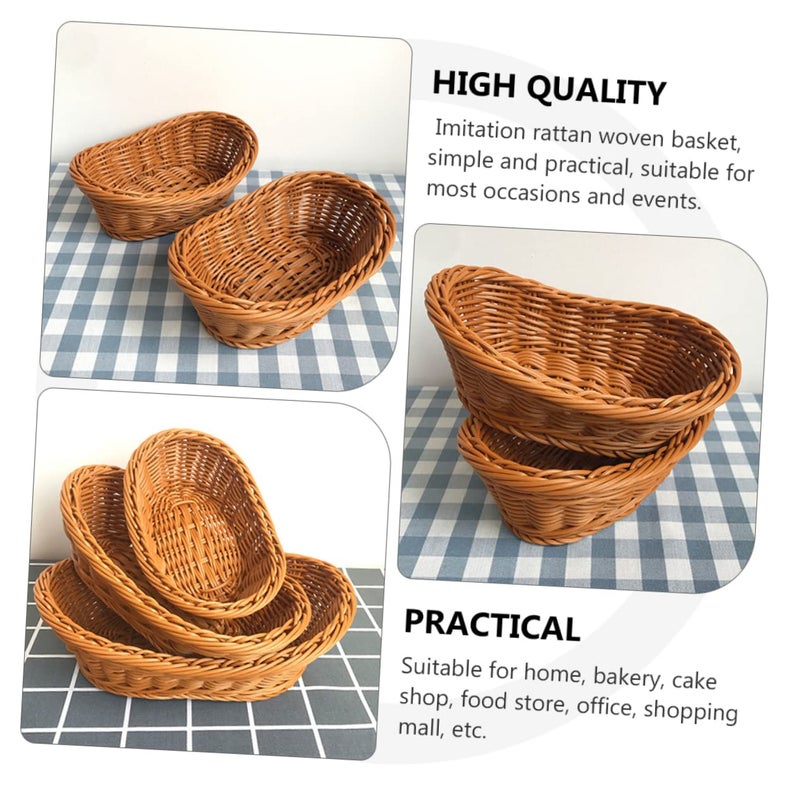 Woven Storage Baskets Set Of 2 Plastic Kitchen Container 28X19X9 5CM For Fruits Vegetables Bread - Image 3