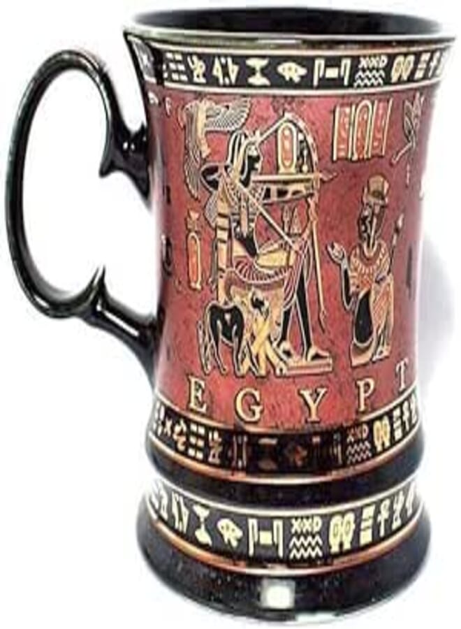 immatgar pharaonic Decorative Egyptian mug ancient Egyptian souvenirs gifts for women and men from Egypt Collectible Pharaohs (chariot - Black red - 250 MM)