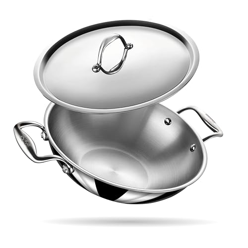Stahl Artisan Triply 2.0 L, 22 cm Stainless Steel Kadhai with Lid, Kadai for Cooking, Stainless Steel Cookware Triply Kadai, Induction & Gas Stove Compatible - Image 1