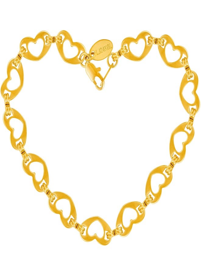 LIFETIME JEWELRY Flat Heart Link Anklet for Women 24k Gold Plated (10) - Image 1