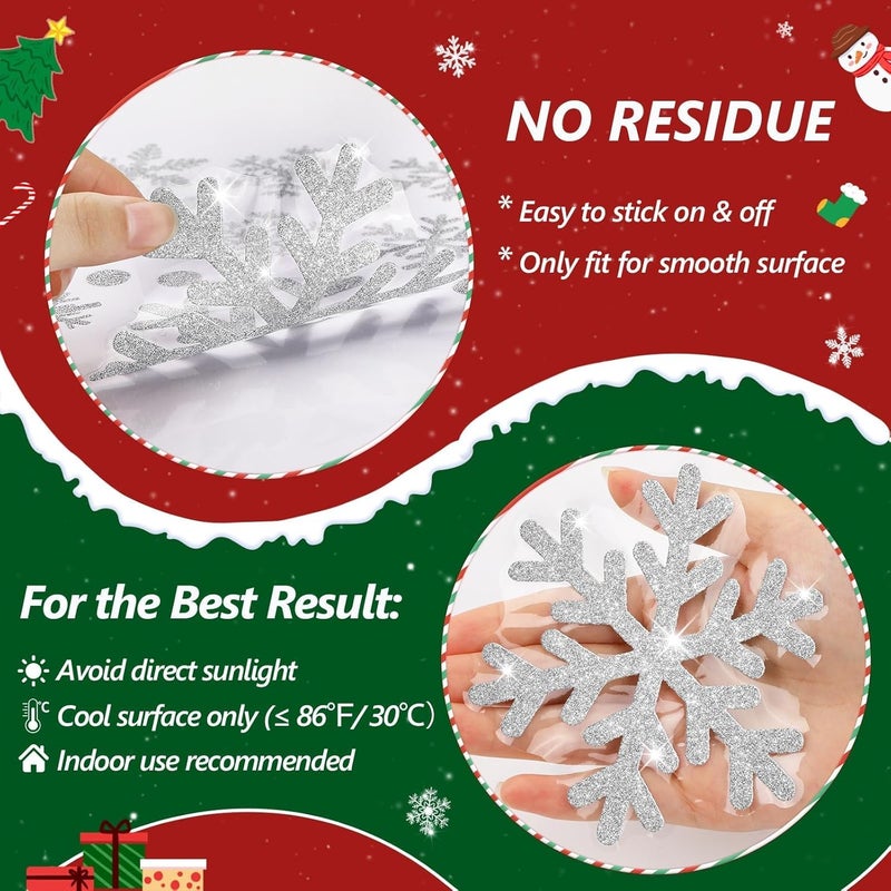 LUDILO 240Pcs Christmas Window Clings Glitter Snowflakes Window Decals Static Window Stickers for Christmas Decorations Windows Décor Ornaments Xmas Party Supplies Thanksgiving Party Décor - Image 2
