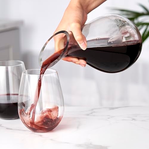 True Centerpiece Tabletop Clear Glass Decanter, Modern Carafe for Red and White Wine, Elegant Glass Pitcher for Wedding Gifts, Birthday Gifts, Home Bar Accessories, 50 oz (1.5 L), Set of 1 - Image 5