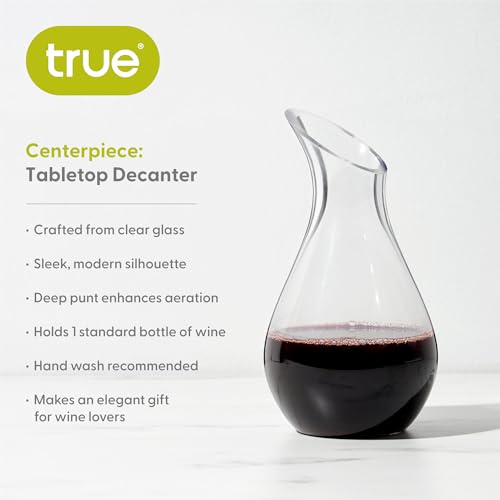 True Centerpiece Tabletop Clear Glass Decanter, Modern Carafe for Red and White Wine, Elegant Glass Pitcher for Wedding Gifts, Birthday Gifts, Home Bar Accessories, 50 oz (1.5 L), Set of 1 - Image 2