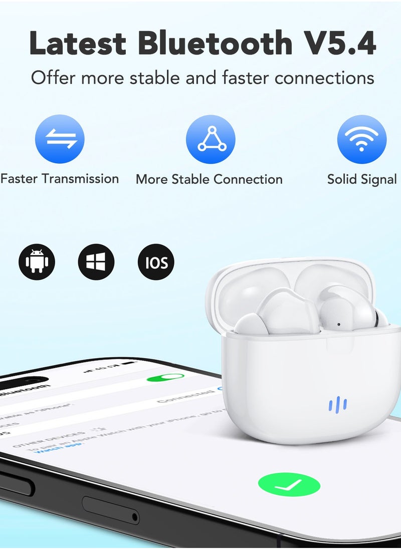 SUBOZZ - Bluetooth Earphones with Active Noise Cancelling | True Wireless Erebuds Bluetooth 5.4 | In-Ear Headphones with Immersive Sound | Lightweight TWS Earphones for Sports | Compatible with iPhone & Android Phones (White） - Image 1