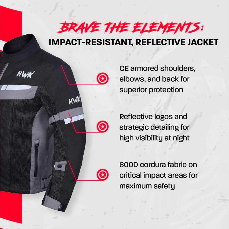 HWK 4X-LARGE/BLACK - Motorcycle Jacket Men - Riding Jacket - Image 3