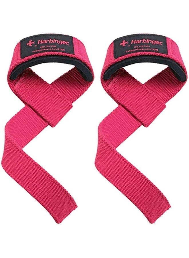 Harbinger أحزمة رفع قطنية مبطنة من هاربيجر مع معصم نيوتيك مبطن (زوج)، وردي، 21" - Image 2