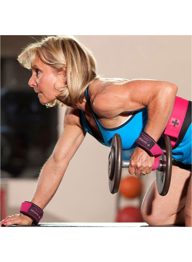 Harbinger أحزمة رفع قطنية مبطنة من هاربيجر مع معصم نيوتيك مبطن (زوج)، وردي، 21" - Image 3