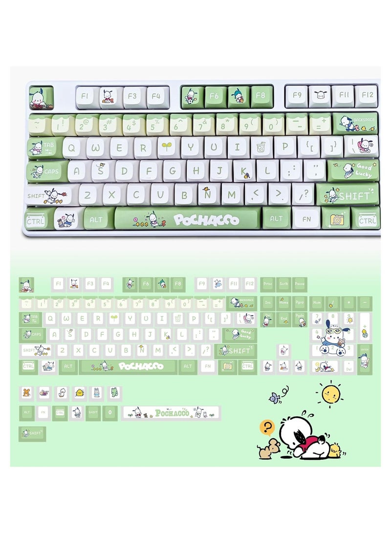 Sanrio Pochacco Green Yellow Keycaps for XDA MX Switch Cute Anime Japanese Mechanical Gaming Keyboard, PBT Keycap Set - Image 1