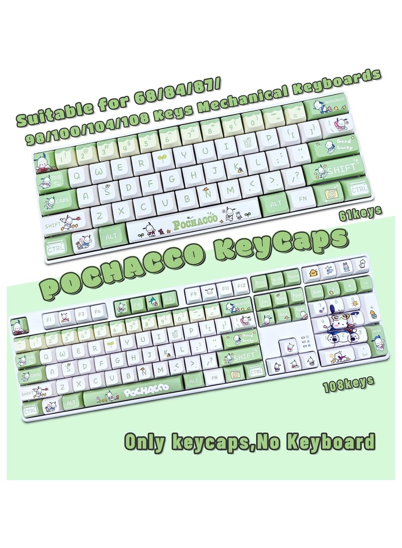 Sanrio Pochacco Green Yellow Keycaps for XDA MX Switch Cute Anime Japanese Mechanical Gaming Keyboard, PBT Keycap Set - Image 3