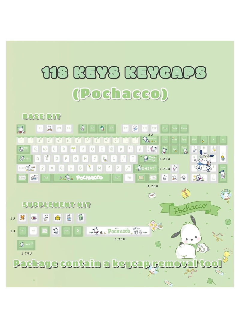 Sanrio Pochacco Green Yellow Keycaps for XDA MX Switch Cute Anime Japanese Mechanical Gaming Keyboard, PBT Keycap Set - Image 2