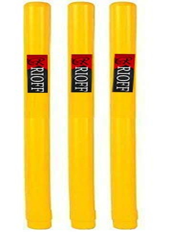 Rioff® Heavy Plastic Cricket Stumps Set - 3 Stumps + 2 Bails + 1 Stand (Yellow)(Plastic Wicket Set) - Image 4