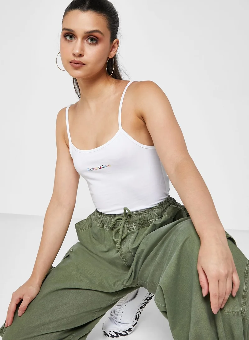 TOMMY JEANS Strappy Logo Crop Tank Top