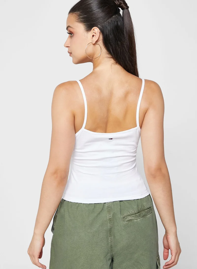 TOMMY JEANS Strappy Logo Crop Tank Top