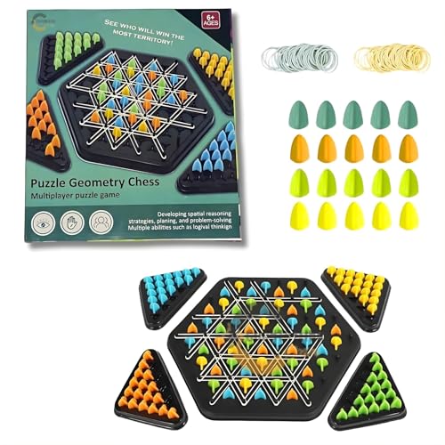 CountryLink Triggle Chain - Elastic Band Triangle Chess Game | Brain Teaser Puzzle for Kids & Adults | Montessori 3D Logical Thinking & Strategy Board Game | Family Fun Desktop Activity - Image 1