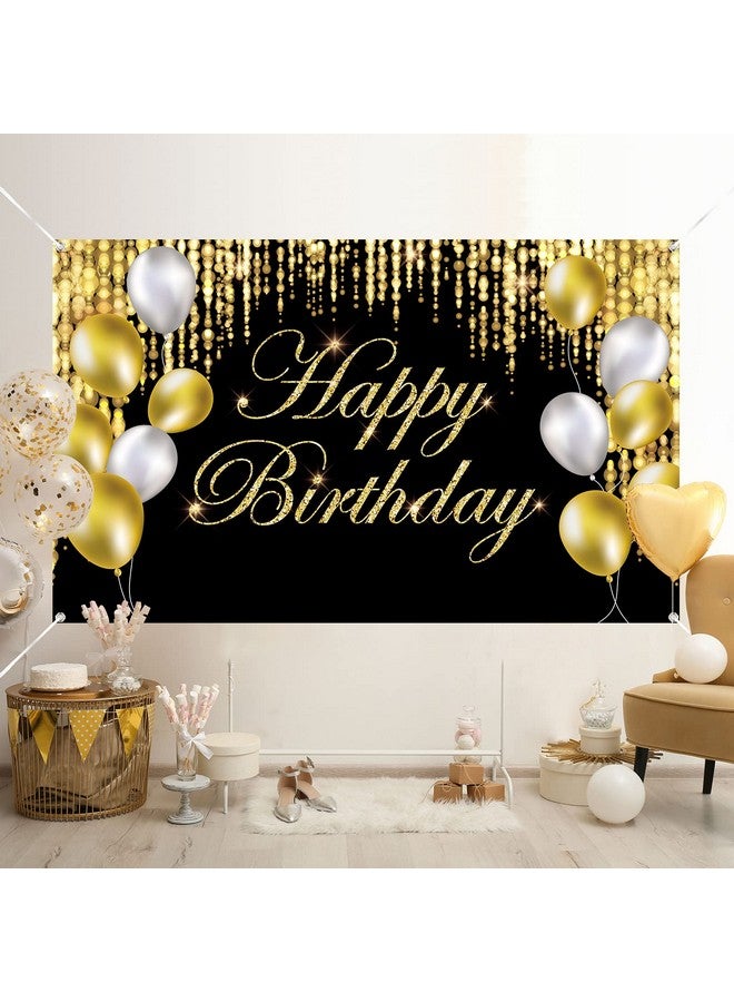 Tevxj Black Gold Happy Birthday Banner Backdrop Large Happy Birthday Yard Sign Backgroud It'S My Birthday Backdrop Baby Shower Party Indoor Outdoor Car Decoration Supplies For Men Women Boys Girls - Image 5