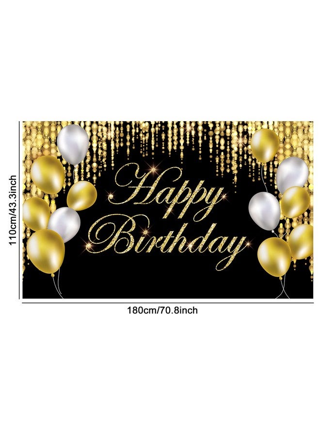 Tevxj Black Gold Happy Birthday Banner Backdrop Large Happy Birthday Yard Sign Backgroud It'S My Birthday Backdrop Baby Shower Party Indoor Outdoor Car Decoration Supplies For Men Women Boys Girls - Image 2