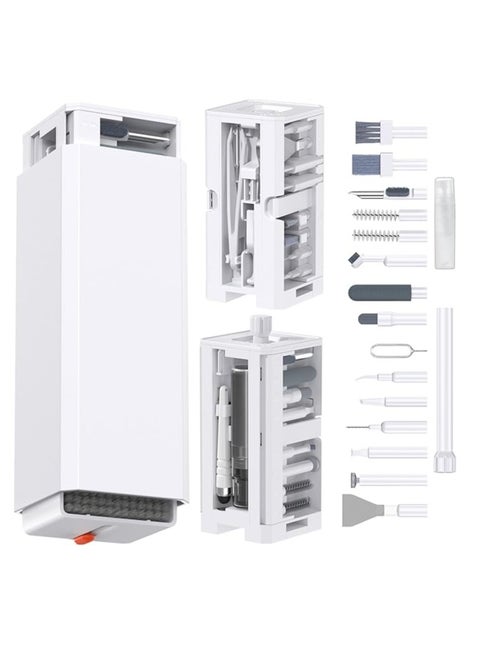 OUYoo Keyboard Cleaning Set - 32 in 1 Keyboard Cleaner, PC Cleaning Kit with Brush, Keyboard Cleaning, Laptop Cleaning Set, Keyboard Cleaner Mobile Phone for iPhone, Tablet, Computer, Camera.（White）