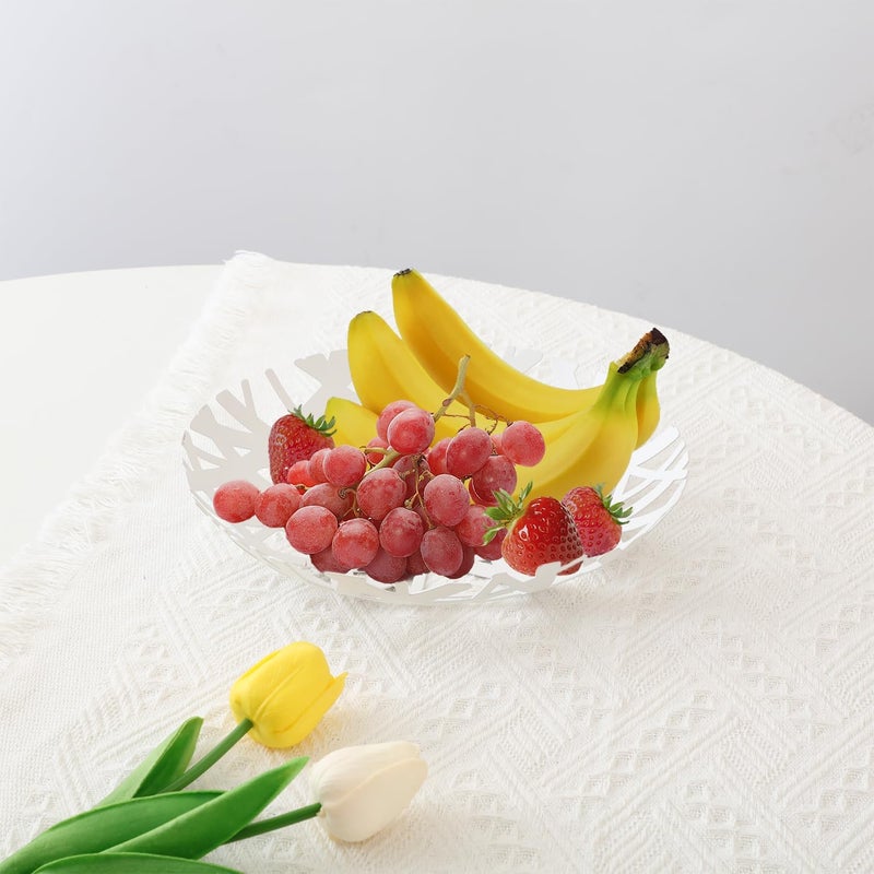 IBWell Fruit Bowl Integrated High end Modern Home Creative Fruit Basket for Counters Kitchen Countertop Home DecorWhite - Image 4