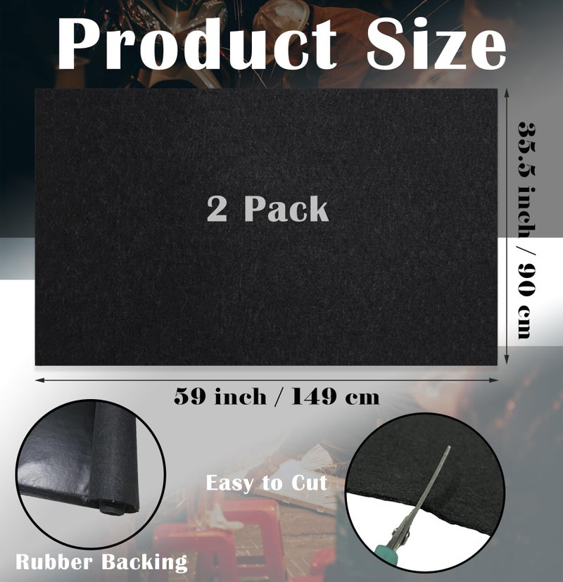 Nexboraque 2 Pack Garage Floor Mat, 60 x 36 Inch Oil Spill Mat for Under Car Driveway Mats with Waterproof Backing, Black Reusable Rubber Mat Garage Mat for Protecting Surfaces - Image 2