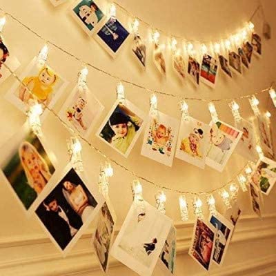 HuBBeR SHREE RAGHUVIR 16 Photo Acrylic Clips Light Battery Operated Photo Lights 3m Fairy String Photo Clips with led Lights Hanging Copper Wire led Clip String Lights for Bedroom Christmas Decoration - Image 1