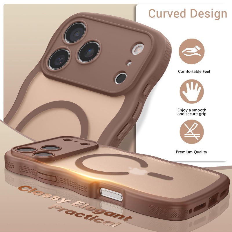 BENTOBEN Magnetic for iPhone 17 Pro Max Case, Cute Wavy [Full Camera Protection][Compatible with MagSafe] Matte Anti-Slip Bumper Women Girls Boys Protective Cover for 17 ProMax 6.9", Desert Titanium - Image 2