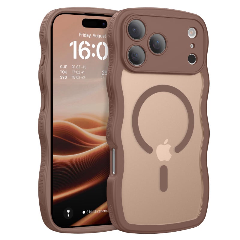 BENTOBEN Magnetic for iPhone 17 Pro Max Case, Cute Wavy [Full Camera Protection][Compatible with MagSafe] Matte Anti-Slip Bumper Women Girls Boys Protective Cover for 17 ProMax 6.9", Desert Titanium - Image 1