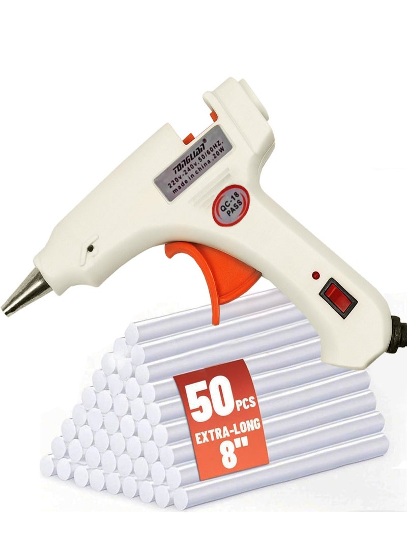 Hot Glue Gun Set 20W with 50pcs Glue Sticks – Safe Mini Glue Gun for Kids & DIY Crafts, Fast Heating, Anti-Drip Precision Nozzle, Home Repairs, School Projects, Arts & Decorations (White) - Image 1