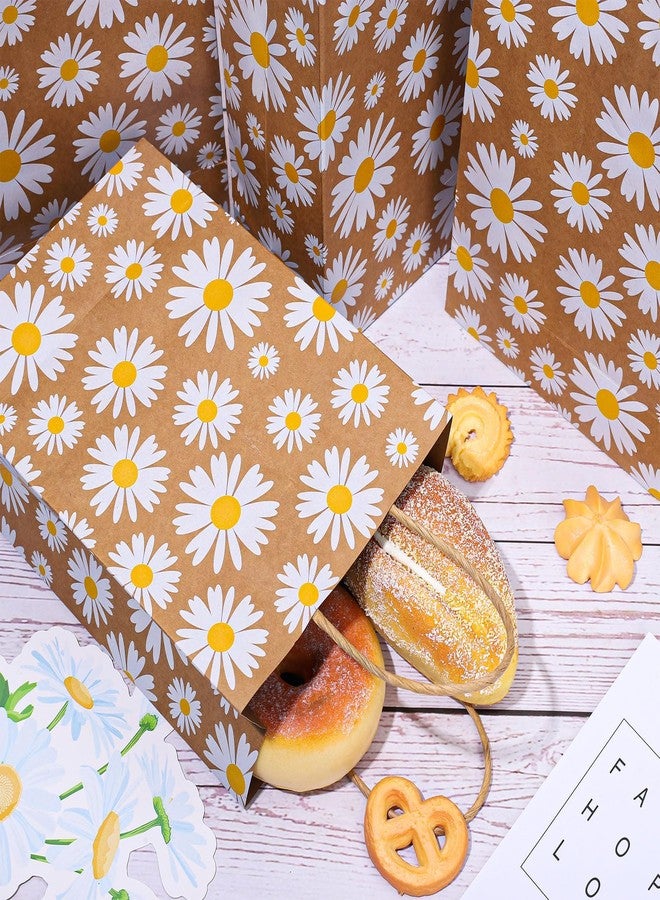 وولاين مجموعة من 12 كيس هدايا مزينة بزهرة الأقحوان من والين، أكياس ورقية كرافت بمقابض، مثالية لحفلات الربيع، وحفلات الزفاف، وأعياد الميلاد، والتسوق، وحفلات استقبال المولود، مقاس 5.9 × 8.3 × 3.1 بوصة - Image 5