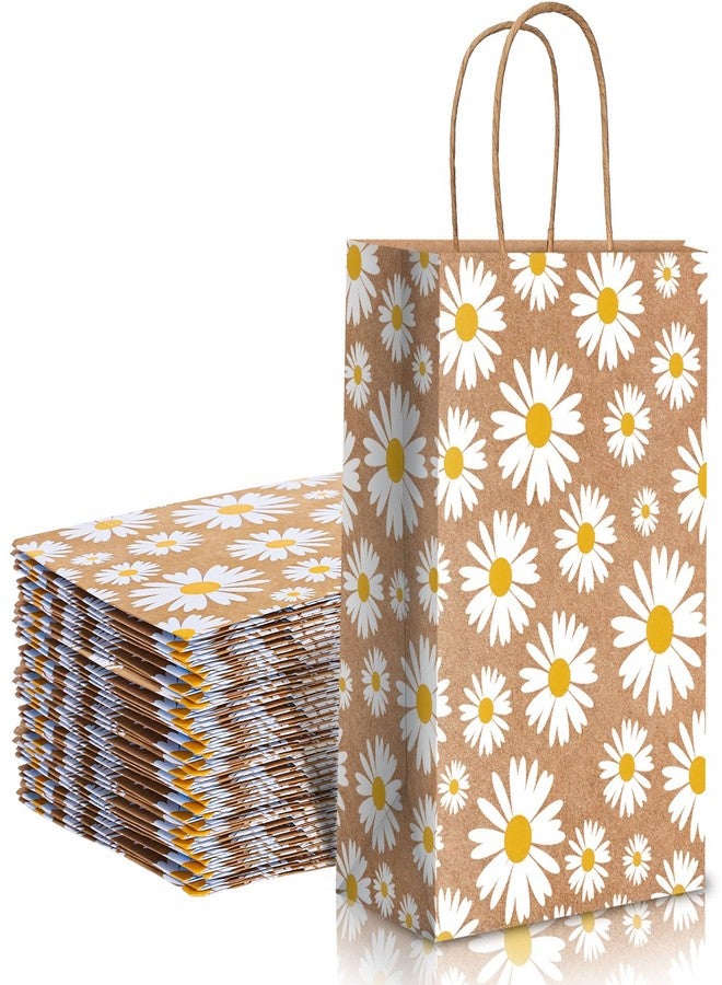 وولاين مجموعة من 12 كيس هدايا مزينة بزهرة الأقحوان من والين، أكياس ورقية كرافت بمقابض، مثالية لحفلات الربيع، وحفلات الزفاف، وأعياد الميلاد، والتسوق، وحفلات استقبال المولود، مقاس 5.9 × 8.3 × 3.1 بوصة - Image 2