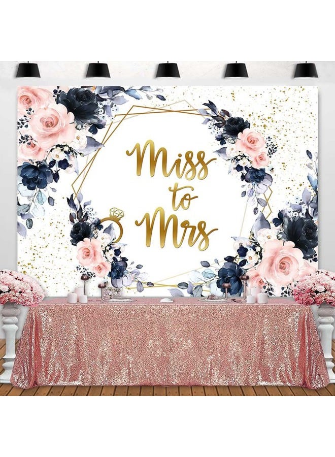 Skull Shaver Sensfun Miss to Mrs Bridal Shower Backdrop Navy Blush Flowers Photography Background Vinyl Wedding Bride to Be Engagement Party Decorations Photo Booth Props 7x5ft - Image 3