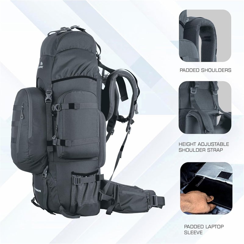 TRAWOC WILDWING 95L Internal Frame Travel Backpack with Detachable Daypack - Image 4