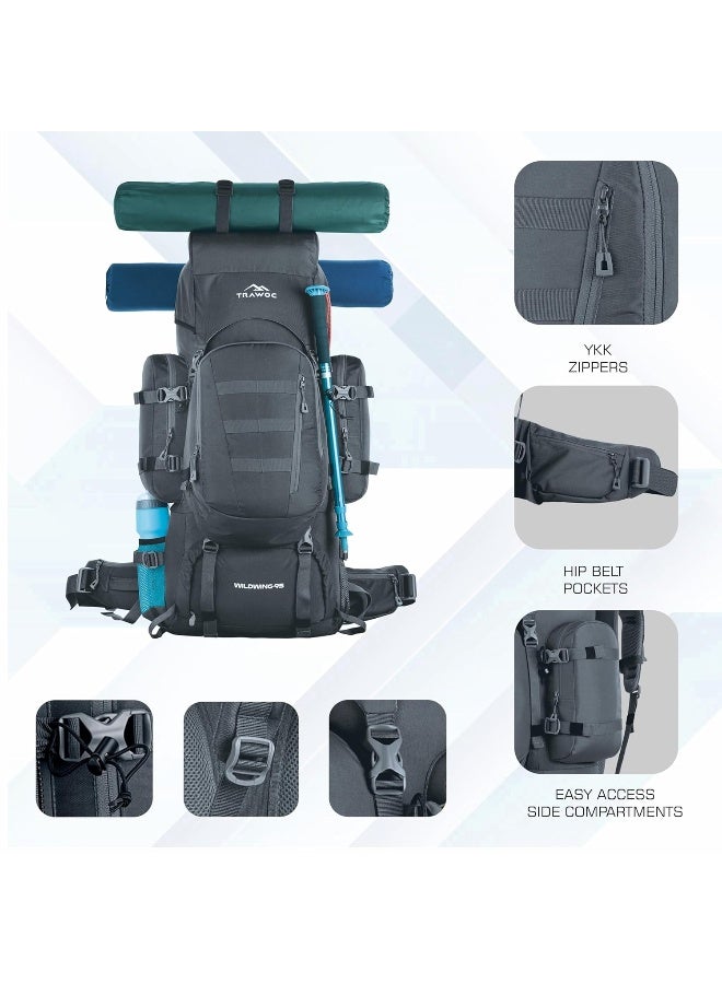 TRAWOC WILDWING 95L Internal Frame Travel Backpack with Detachable Daypack - Image 2