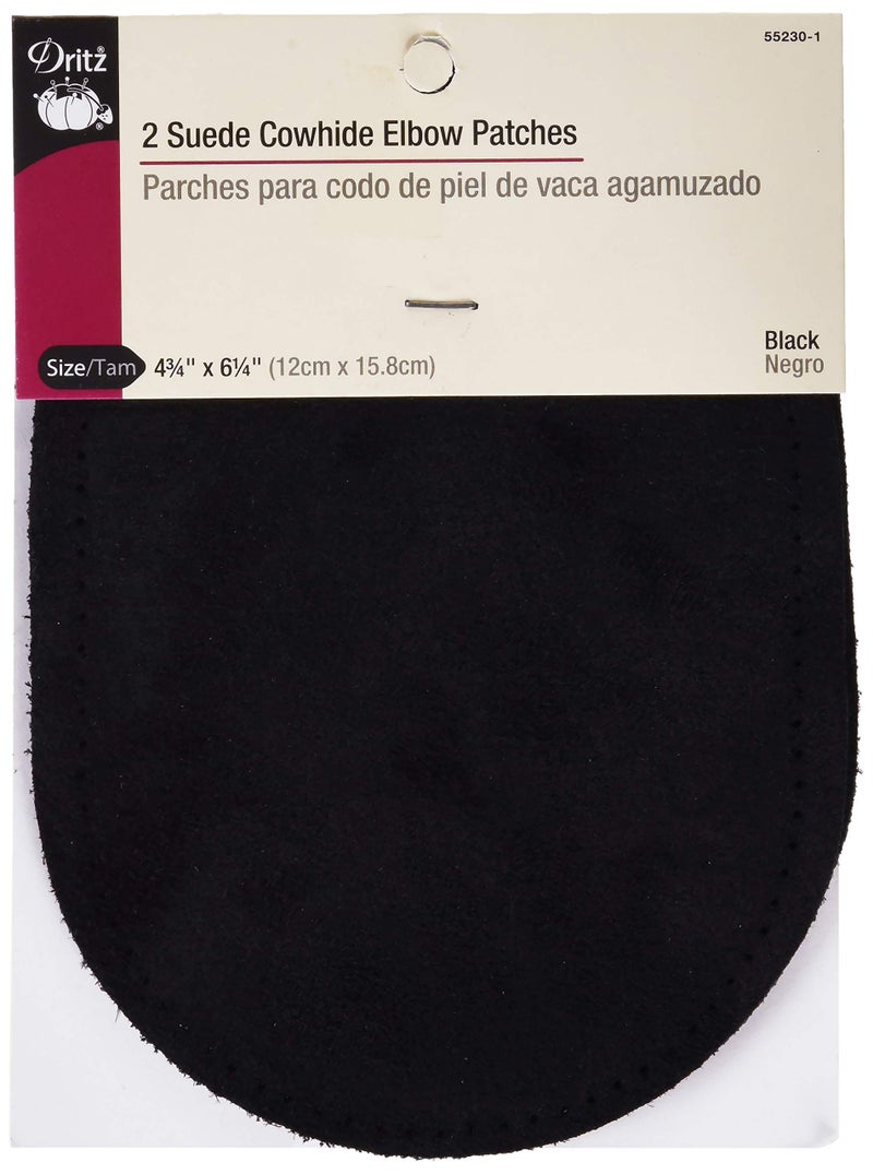 Dritz 55230-1 Suede Elbow Patches, Black, 4-3/4 x 6-1/2-Inch (2-Count) - Image 1